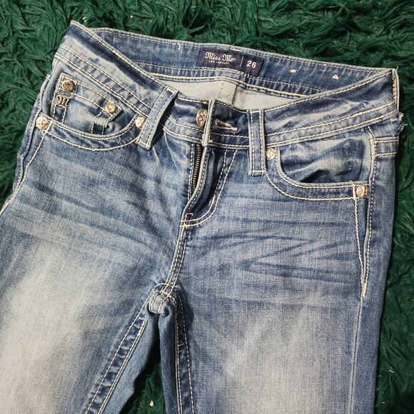 Miss Me Jeans Size 26 Cross Floral Embroidered Bootcut Denim Los Angeles - Picture 3 of 7
